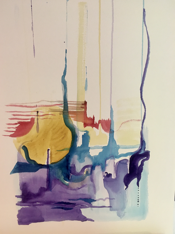 Aquarelle 46x61 Série Été indien Photo 2 . Soleil au sirop de violette